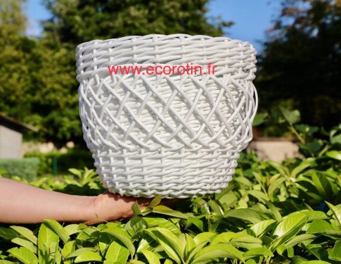 Cache-pot blanc Cache-pot en tressage filet, blanc