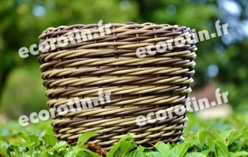 Cache-pot brun foncé et clair Cache-pot en tressage spiralé torsadé, brun foncé et clair