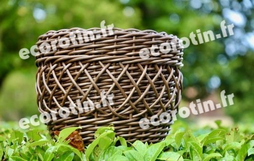 Cache-pot brun foncé Cache-pot en tressage filet, brun foncé