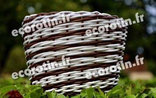 Cache-pot brun foncé et blanc Cache-pot en tressage spiralé torsadé, brun foncé et blanc